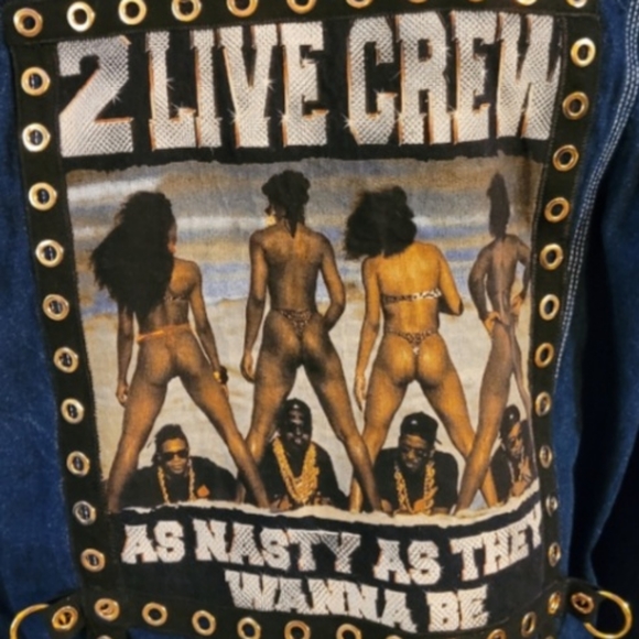 2 live crew custom hip hop 90s denim jacket L - Picture 6 of 6